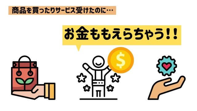 商品やサービスを受けたのにお金ももらえる